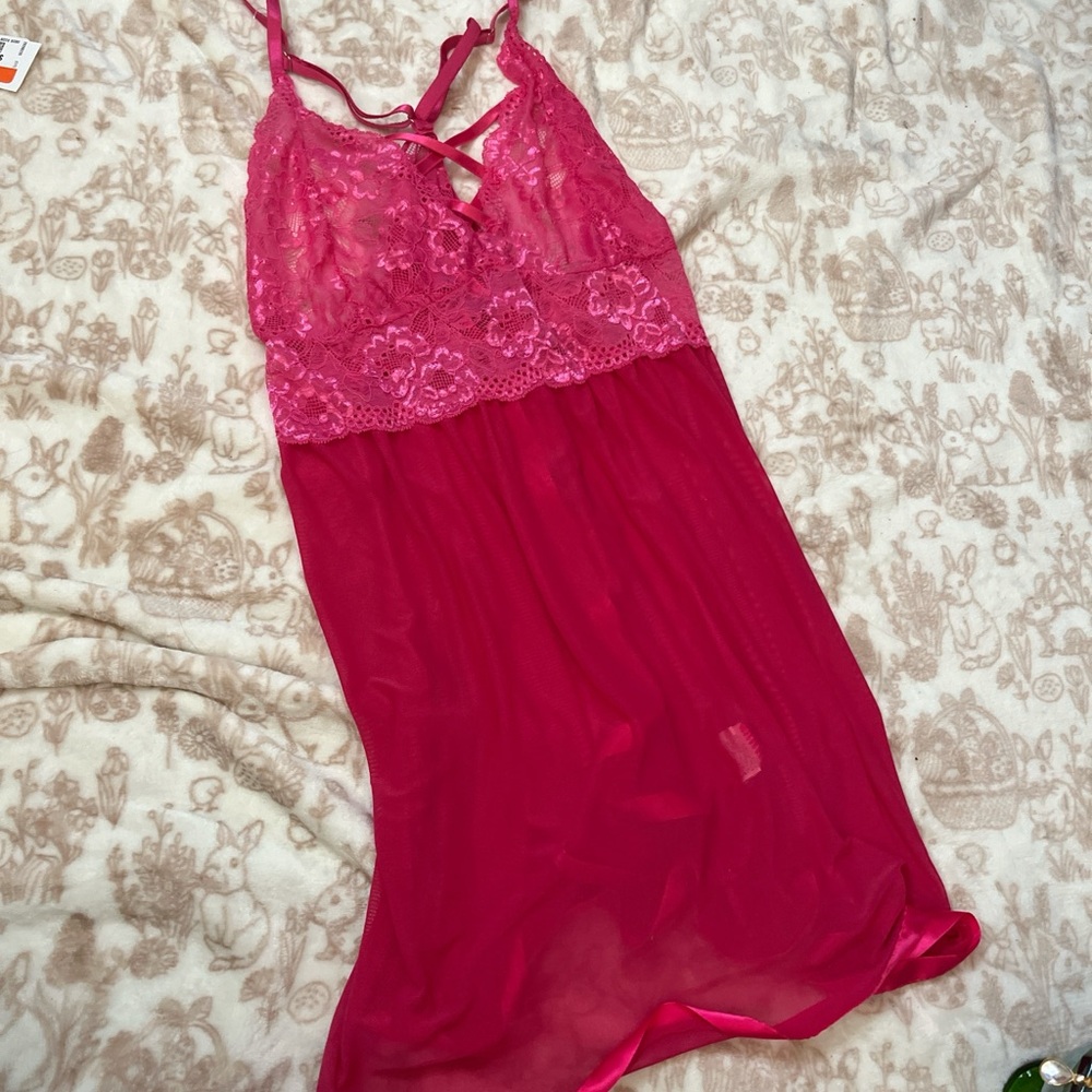 Elegant Pink Lace Nightgown
